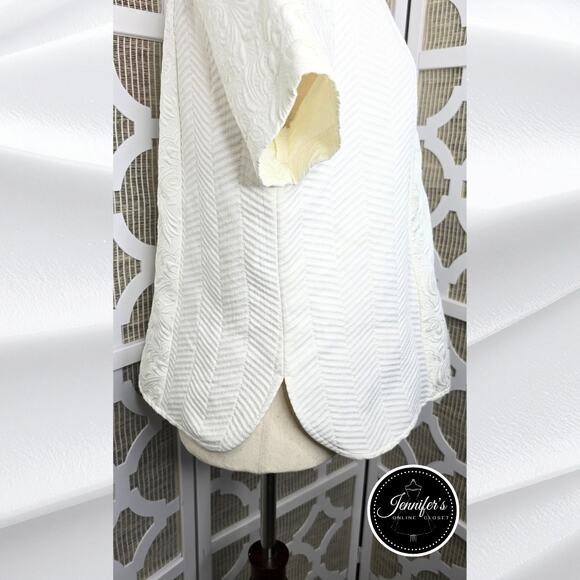 Rhyme Los Angeles Cream Floral & Herringbone Rhinestone Embellished Blouse M - Picture 9 of 16